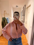 Chemise transparente épaulettes rose