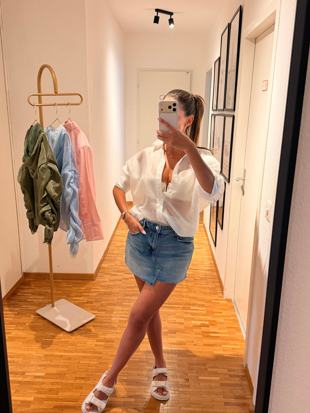 Chemise transparente épaulettes blanche