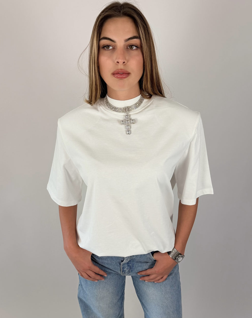 T-shirt oversize avec épaulettes