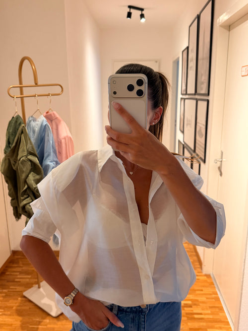 Chemise transparente épaulettes blanche